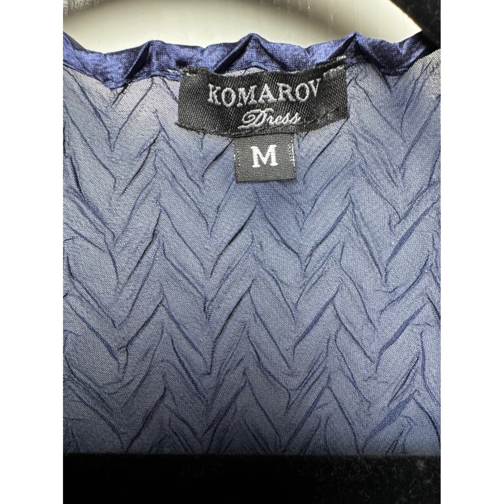 Komarov Midnight Navy Pleated Chiffon Open Front Cardigan Jacket CAD22441AMNA M - Picture 4 of 6